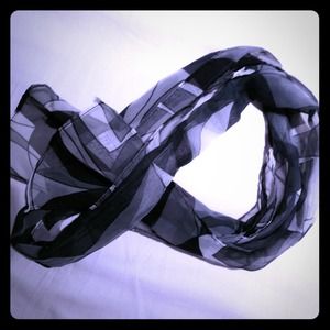 Grey, white, & black chiffon type scarf like new!