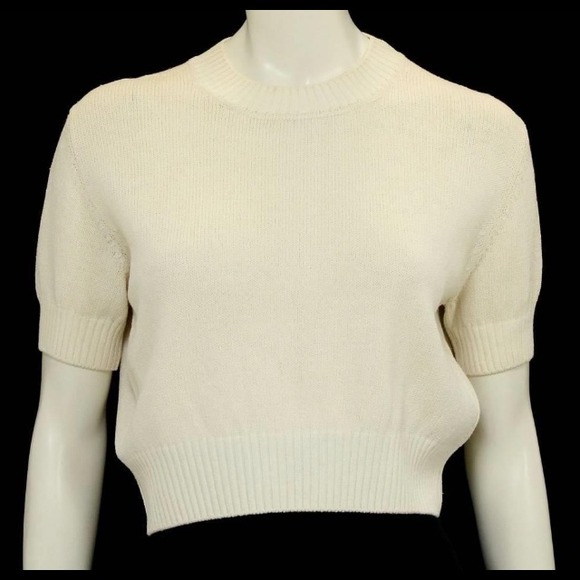 St. John Classic cream, knit sweater. Size petite