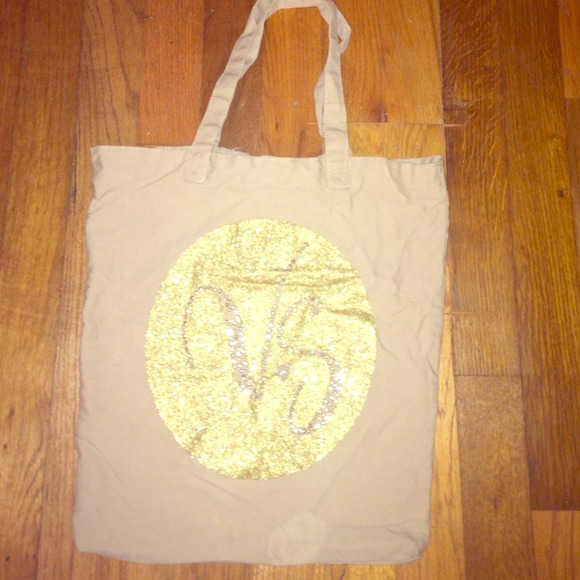 Victoria's Secret  gold , glitter and tan tote :)