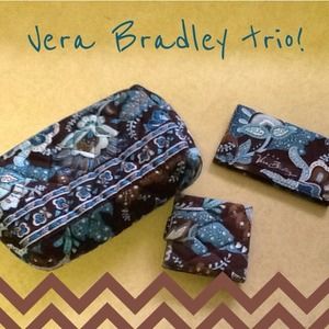 Vera Bradley trio. cosmetic bag/card holder/mirror