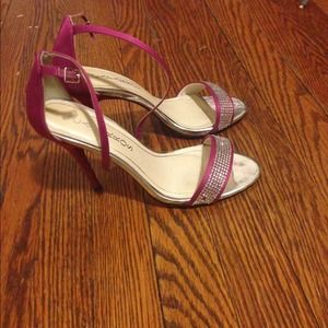 Fuschia open toe heels