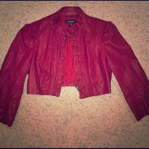 Red bebe crop jacket