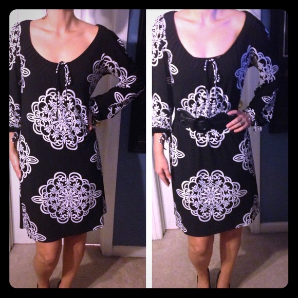 Black and white tunic dress.