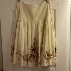 Cream cotton Plenty skirt gold sequins