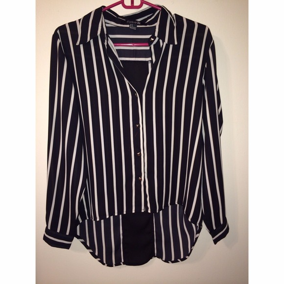 Stripe black and off white blouse