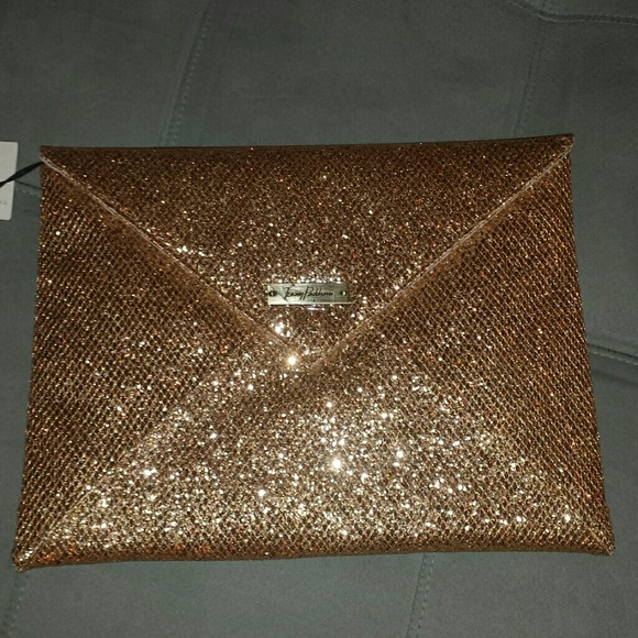 Gold sequin clutch