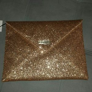 Gold sequin clutch