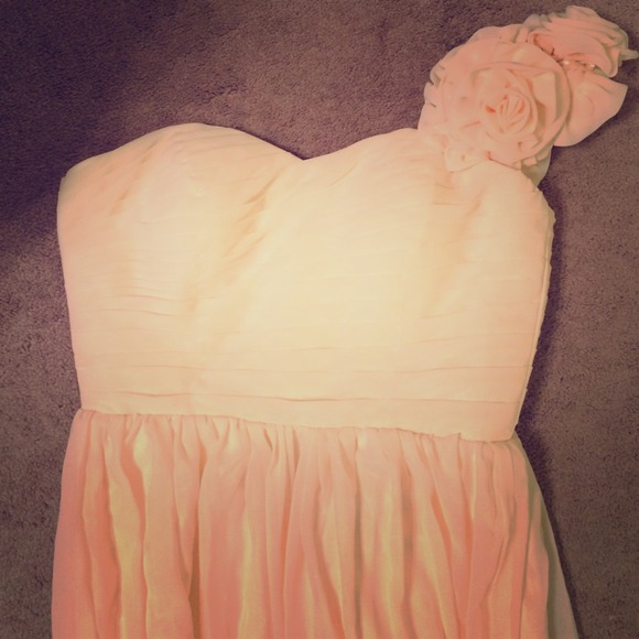 Blush Peach chiffon gown with small train