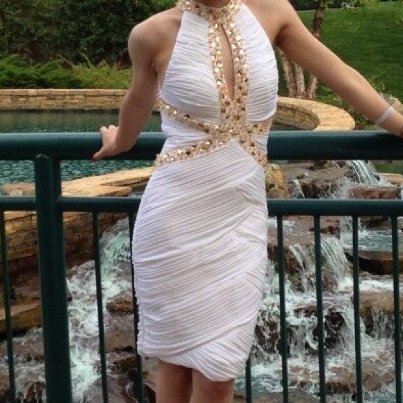 White & Sequins Prom dress