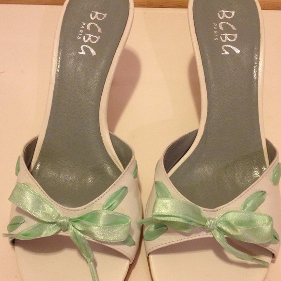BCBG white sandal