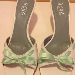 BCBG white sandal