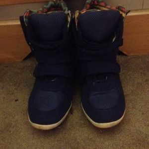 Navy blue sneaker wedges