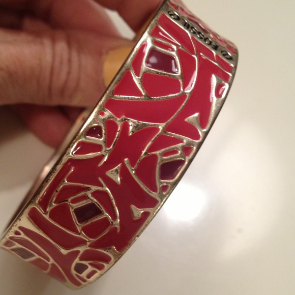 REDUCED from $24 Coral, Red, & Gold Fossil bangle - Picture 2 of 2