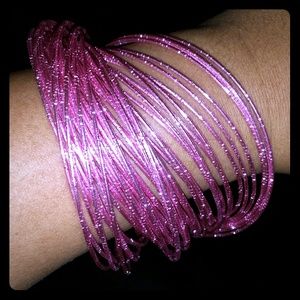 SOLD!! Pink sparkle multi loop connected bangle