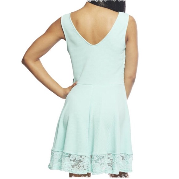 Lace mint inset tank skater dress - Picture 3 of 4