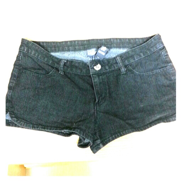 Black denim shorts