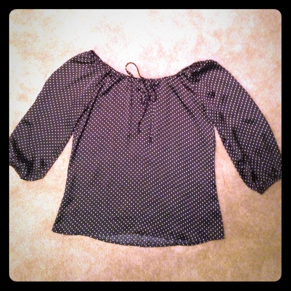 Ann Taylor Black/White Polka Dot Top