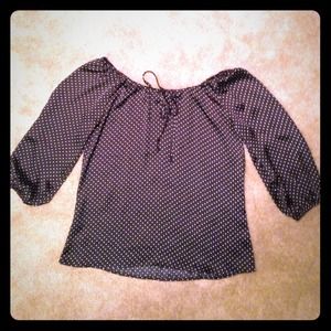 Ann Taylor Black/White Polka Dot Top
