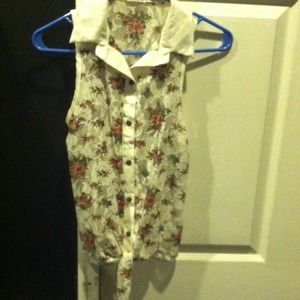 Sheer floral button up