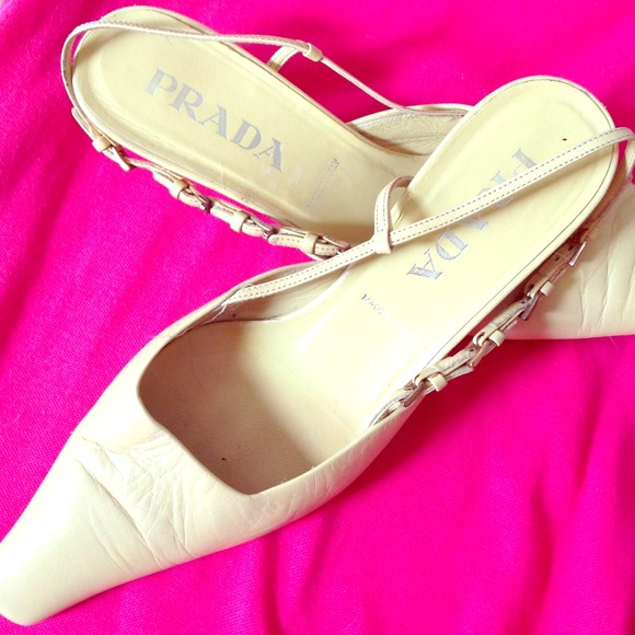 Prada yellow leather sling backs with buckles!