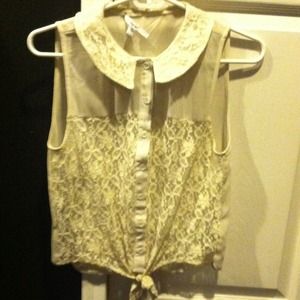 Cream papaya sheer button up.
