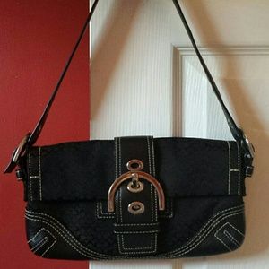 Authentic Coach Signature Black Jacquard Handbag