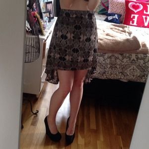 Satin snake print high low skirt