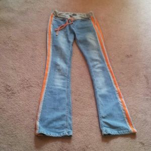 Jeans with bright orange stripe