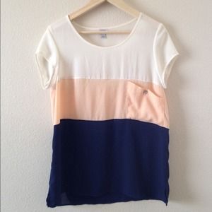 Pink, white, blue loose top