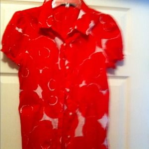 The Limited red white floral shirt