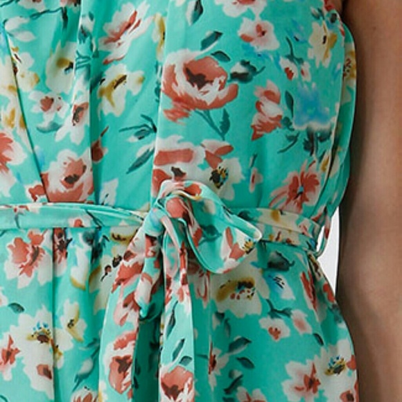 Mint floral chiffon dress - Picture 2 of 3