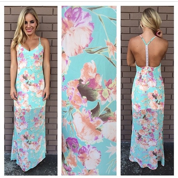 NWT Mint Floral Maxi Dress!