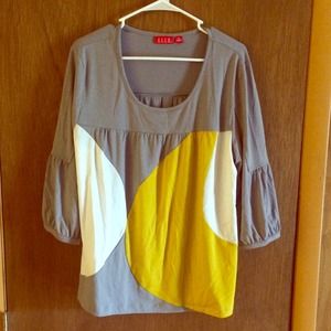 Elle Gray, Yellow and White Top - Size XL