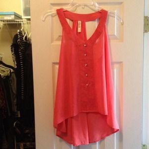 Peach-pink hi/lo sleeveless top