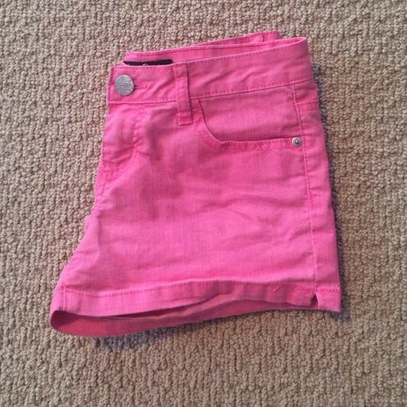 Pink denim shorts