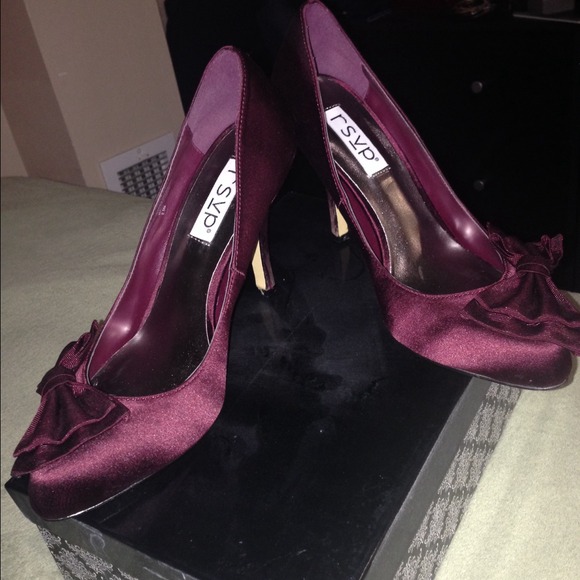 Burgundy Satin Heels