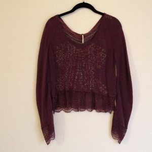 Free People maroon cropped sweater