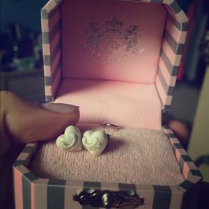 Juicy couture white heart earrings