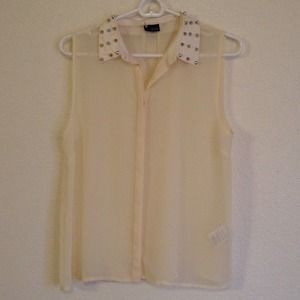 Urban Outfitters off white tank with stud collar