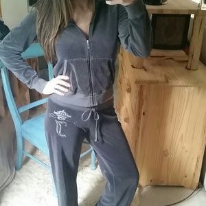 Juicy Couture Grey Track suit pants and hoodie