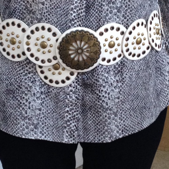 Cream/Gold Belt with Studs