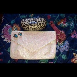White Envelope clutch with glitter