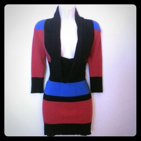 Gorgeous Ribbed Cowl Neck 3/4 Sleeve Tunic Sz M