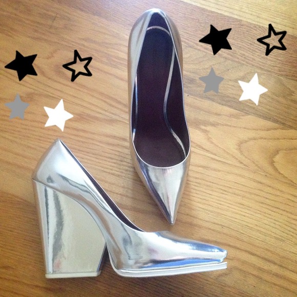 Celine Shoes - HP❤️ 100% Auth Celine Paris Silver Wedges