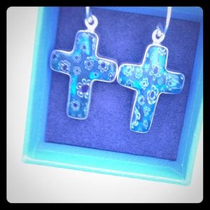 Mutant Glass Handcrafted Silver Earrings