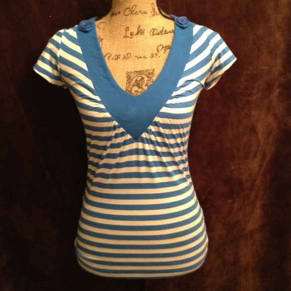 Blue & White Striped Fitted Tee - Picture 1 of 4