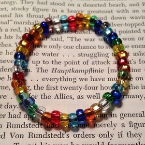 Large Czech beads solver lined. Stretch bracelet