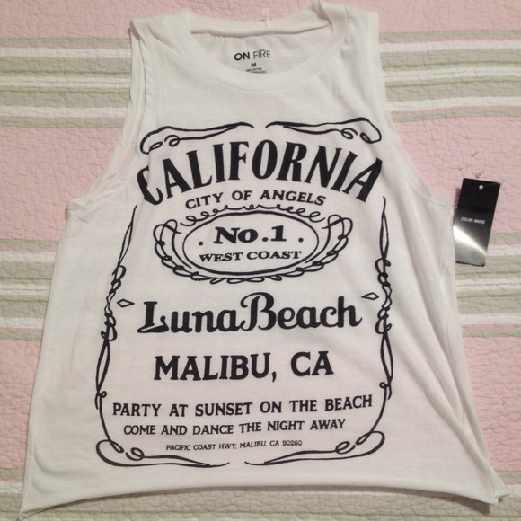 ❌SOLD❌White California cut-off muscle tee - Picture 3 of 4