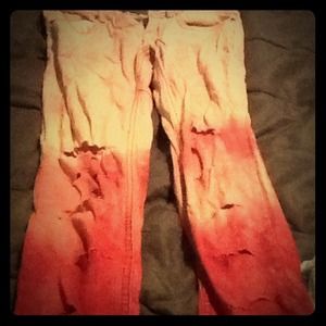 pink ombre distressed pants