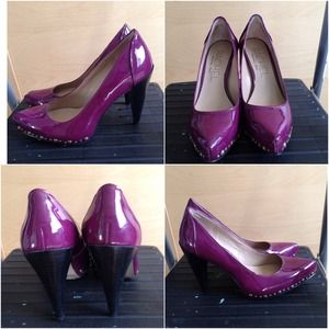 Rachel roy patent studded pumps